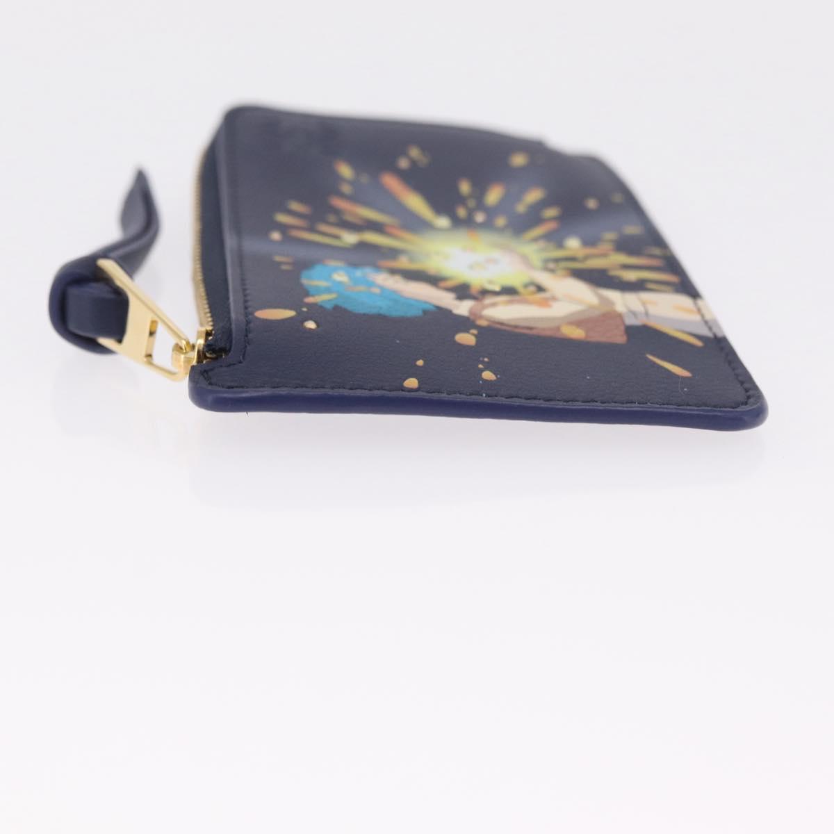 LOEWE x Studio Ghibli Howl Card Case Leather Navy Gold Auth 212783SM