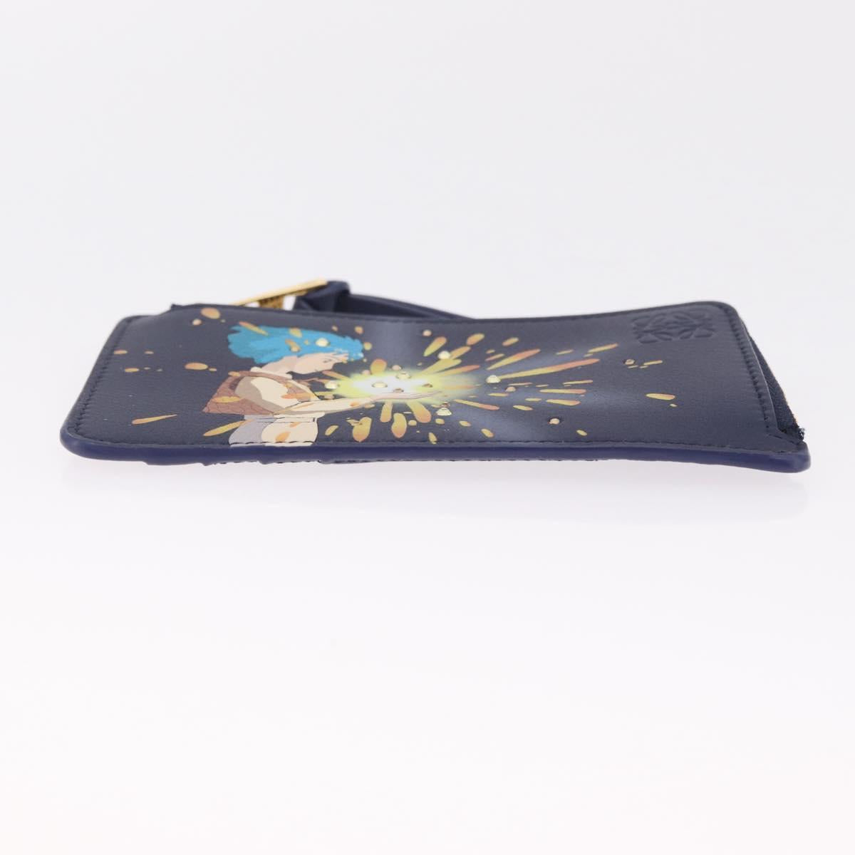 LOEWE x Studio Ghibli Howl Card Case Leather Navy Gold Auth 212783SM