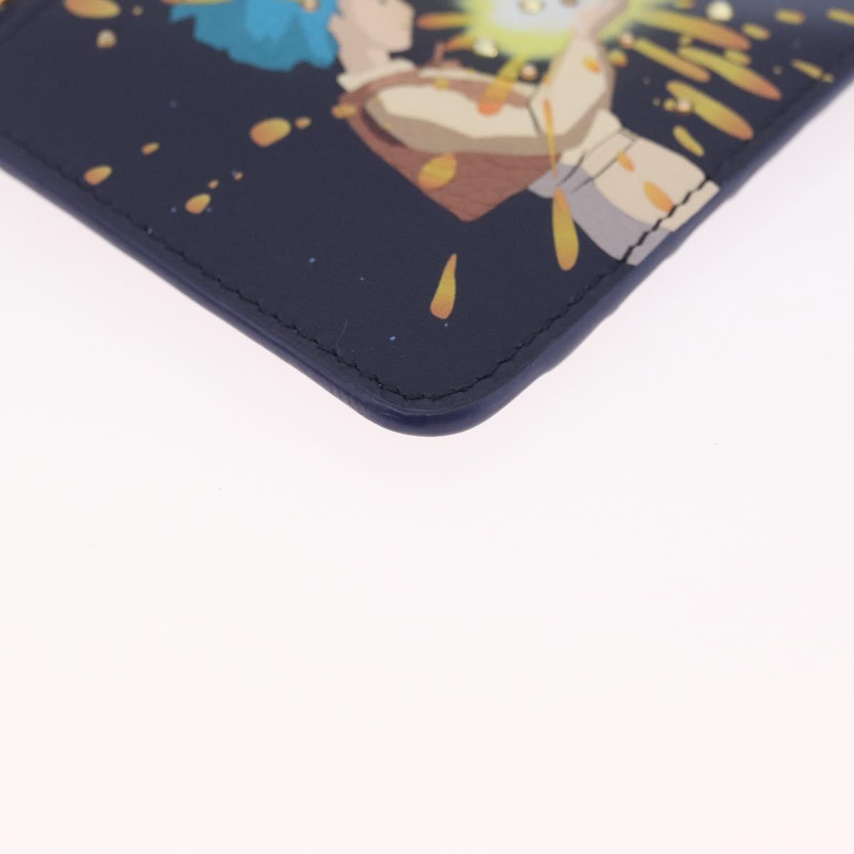 LOEWE x Studio Ghibli Howl Card Case Leather Navy Gold Auth 212783SM