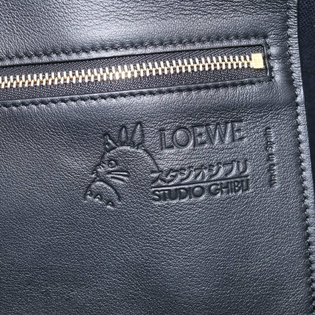 LOEWE x Studio Ghibli Howl Sophie Tote Bag Leather Canvas Black Auth 212784SM