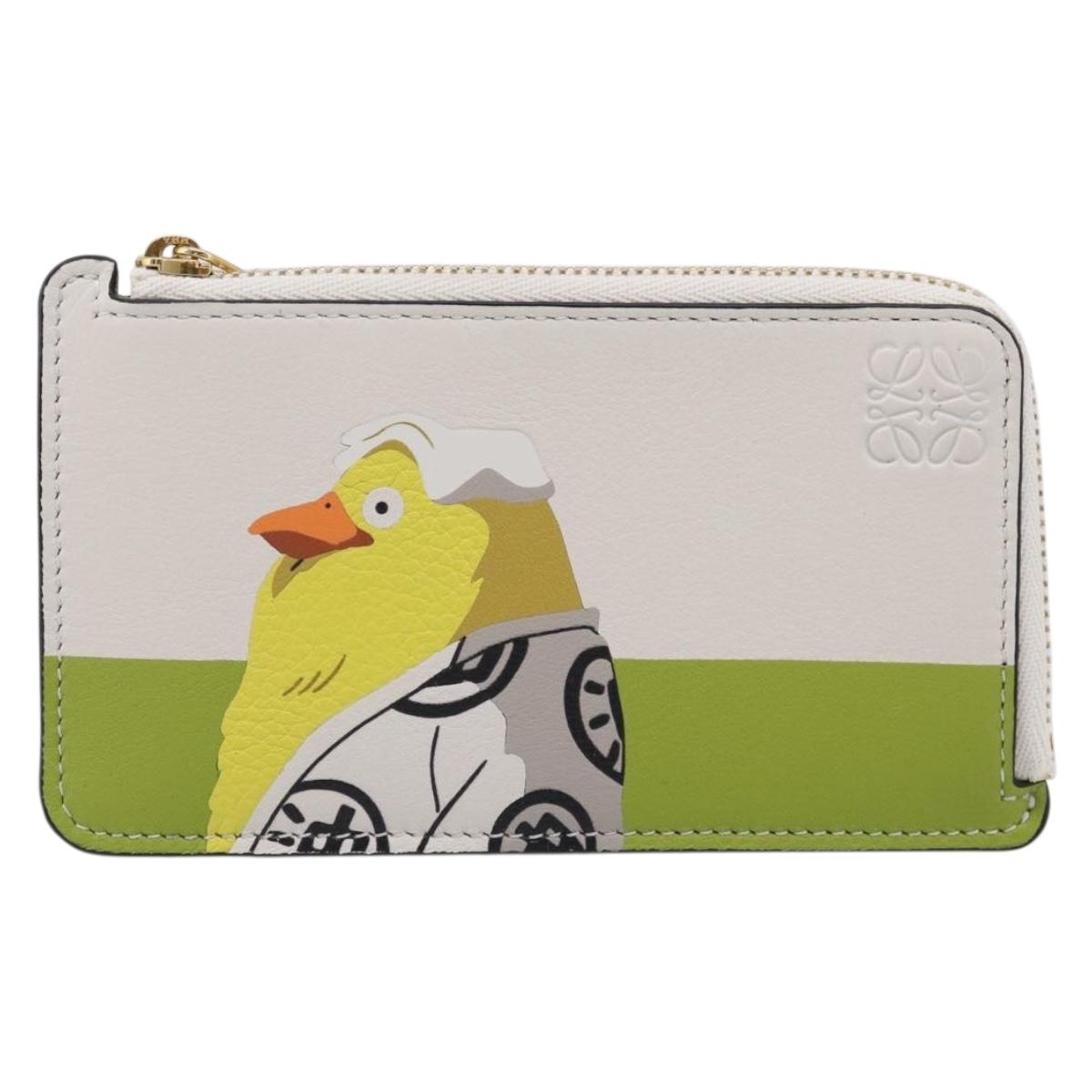 LOEWE x Studio Ghibli Otorisama Card Case Leather White Gold Auth 212785SM
