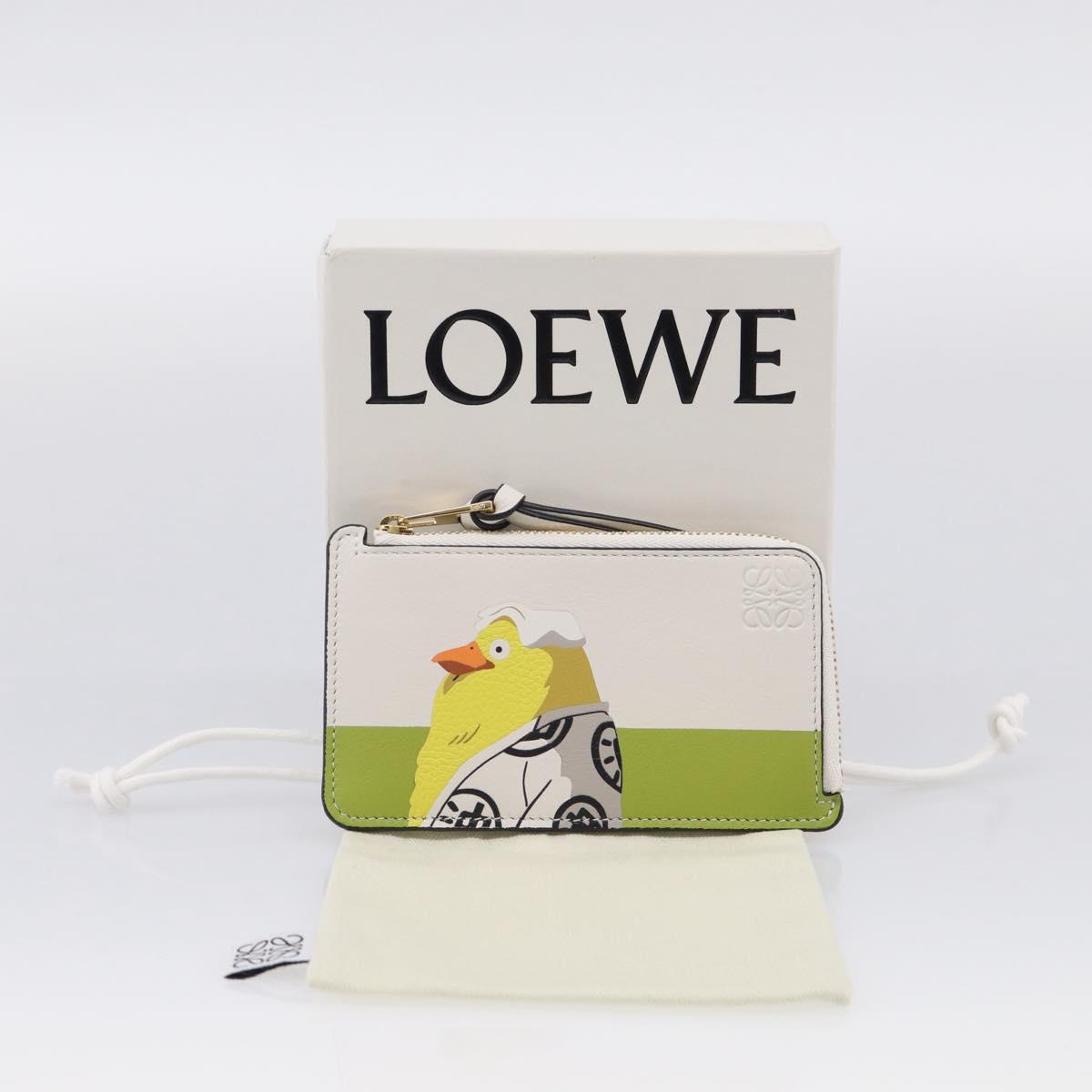 LOEWE x Studio Ghibli Otorisama Card Case Leather White Gold Auth 212785SM