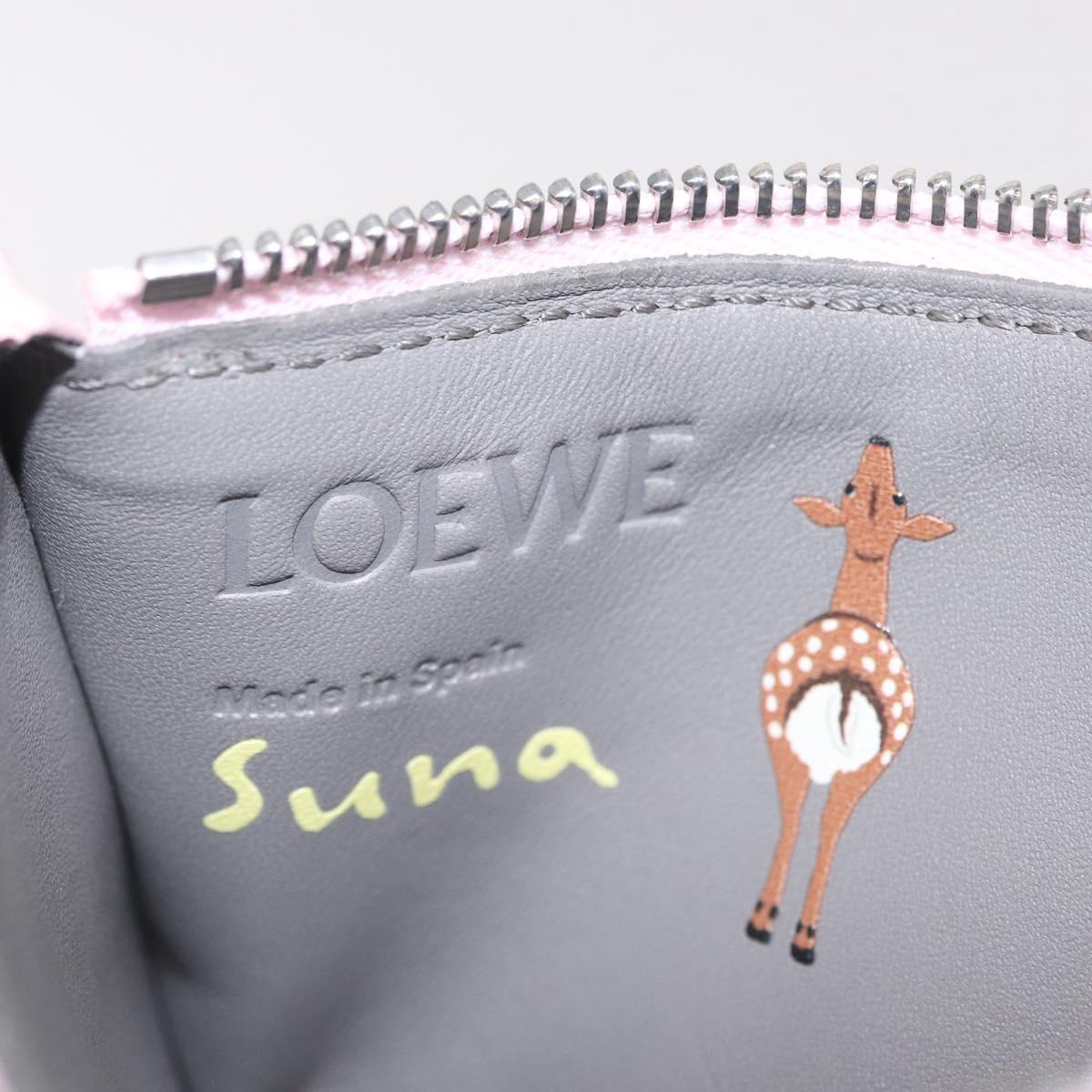LOEWE x Suna Fujita Card Case Leather Japan Limited Pink Silver Auth 212786SM