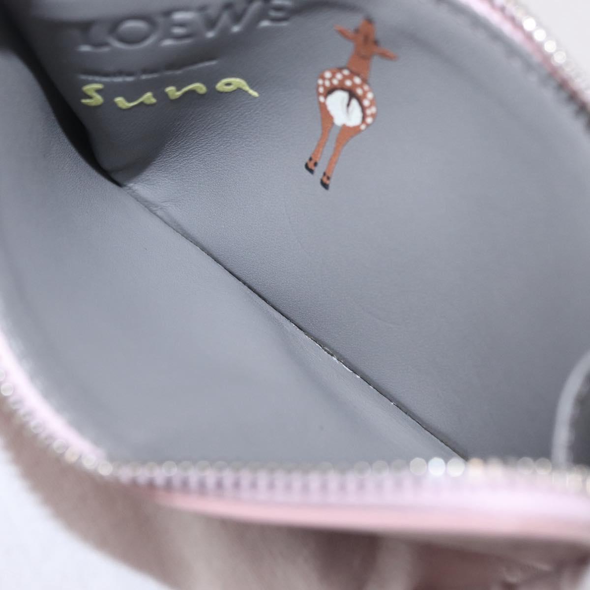 LOEWE x Suna Fujita Card Case Leather Japan Limited Pink Silver Auth 212786SM