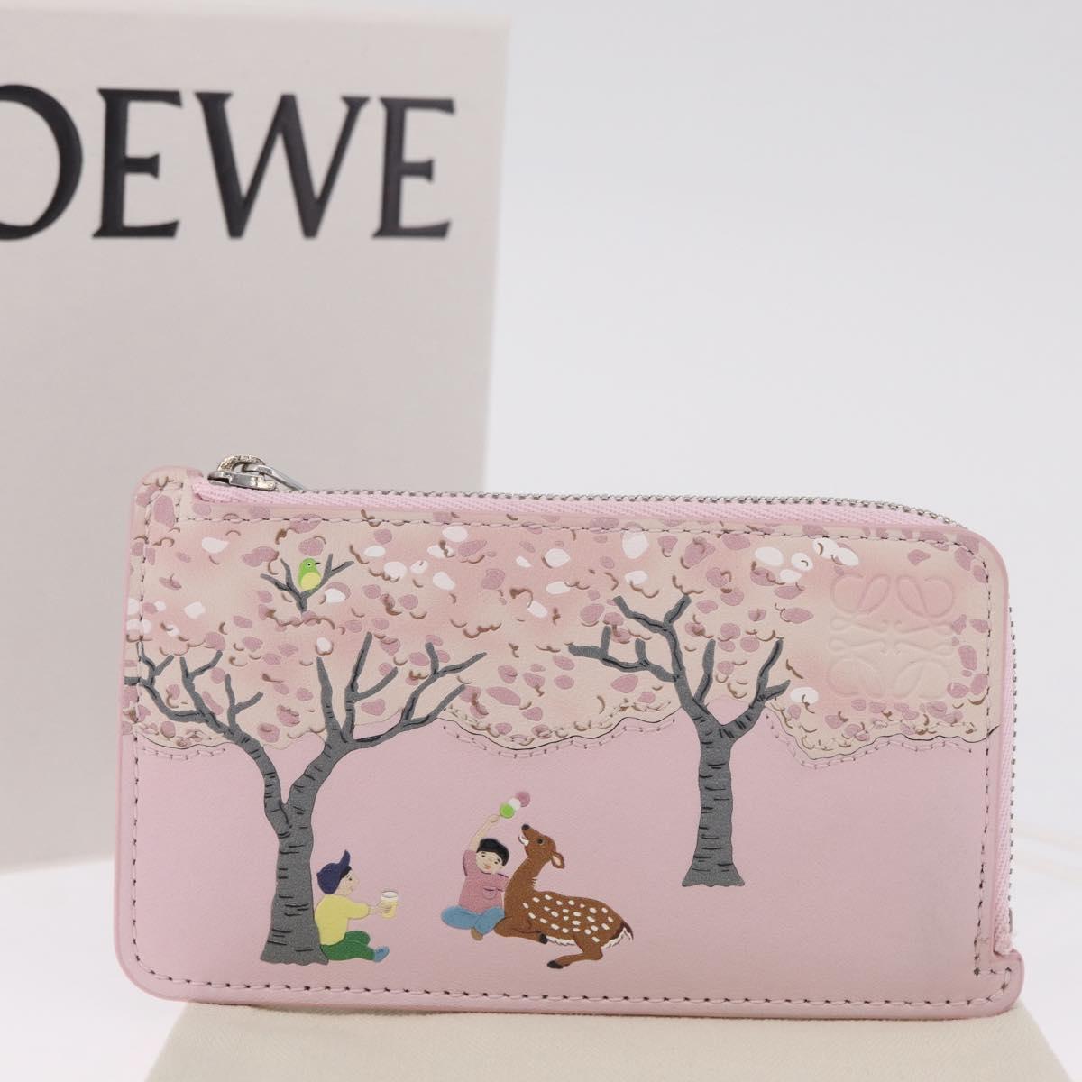 LOEWE x Suna Fujita Card Case Leather Japan Limited Pink Silver Auth 212786SM