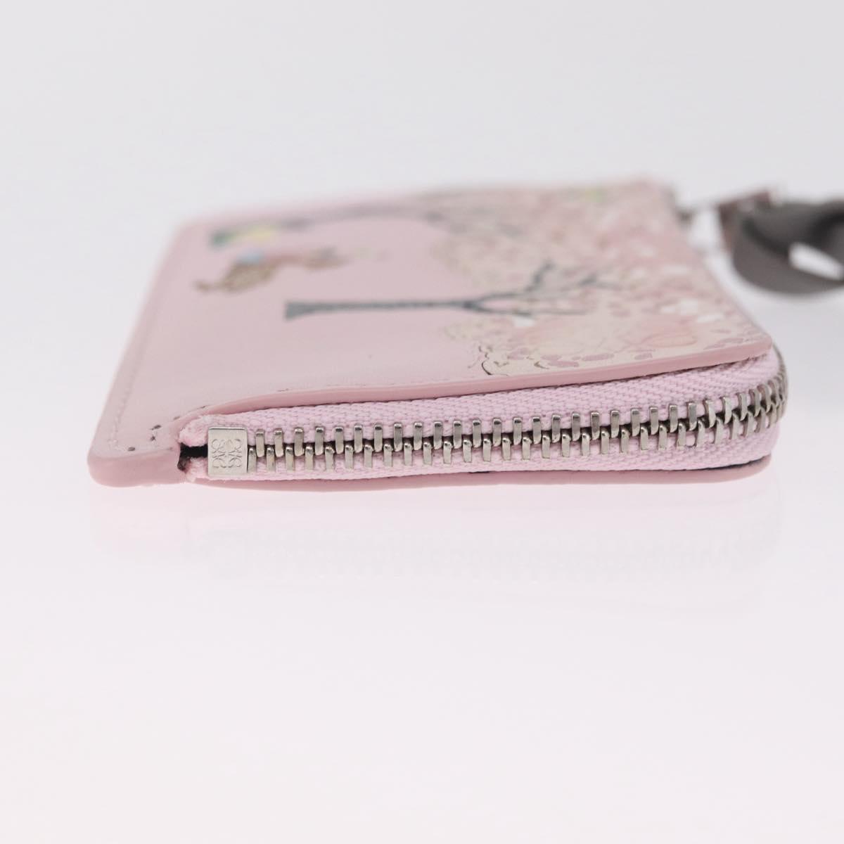 LOEWE x Suna Fujita Card Case Leather Japan Limited Pink Silver Auth 212786SM