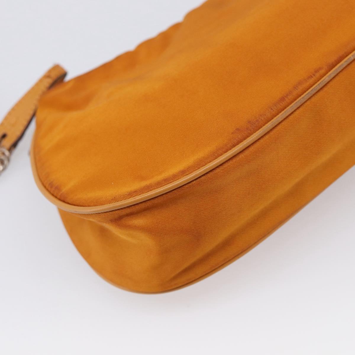 PRADA Chain Shoulder Bag Nylon Orange Gold Auth 212793V