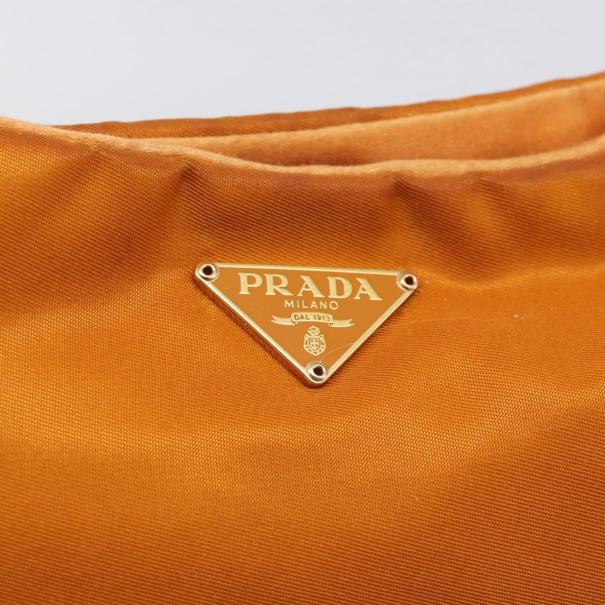 PRADA Chain Shoulder Bag Nylon Orange Gold Auth 212793V
