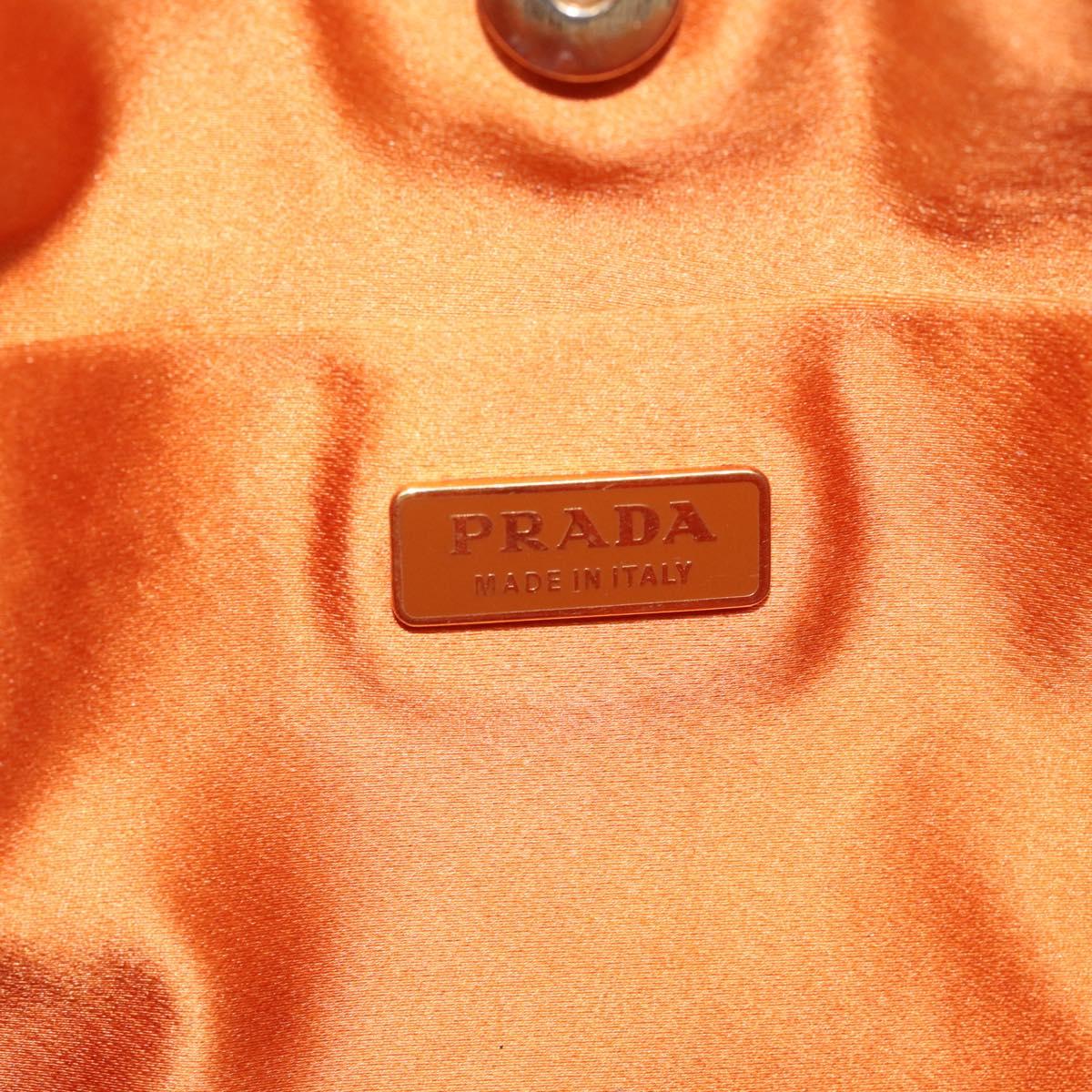 PRADA Chain Shoulder Bag Nylon Orange Gold Auth 212793V