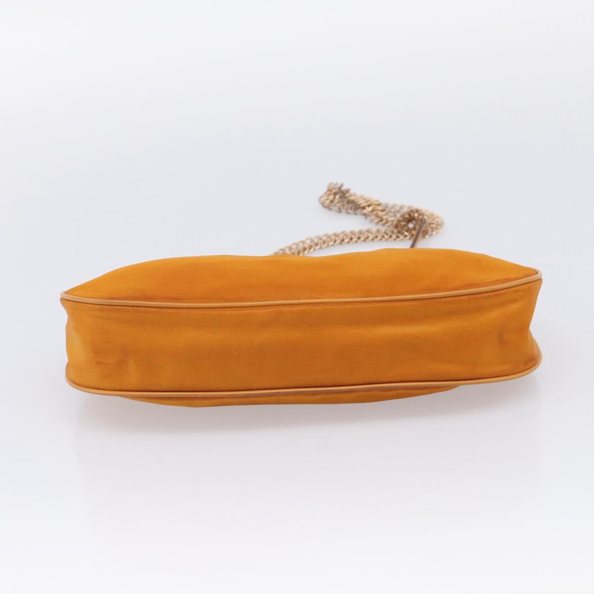 PRADA Chain Shoulder Bag Nylon Orange Gold Auth 212793V