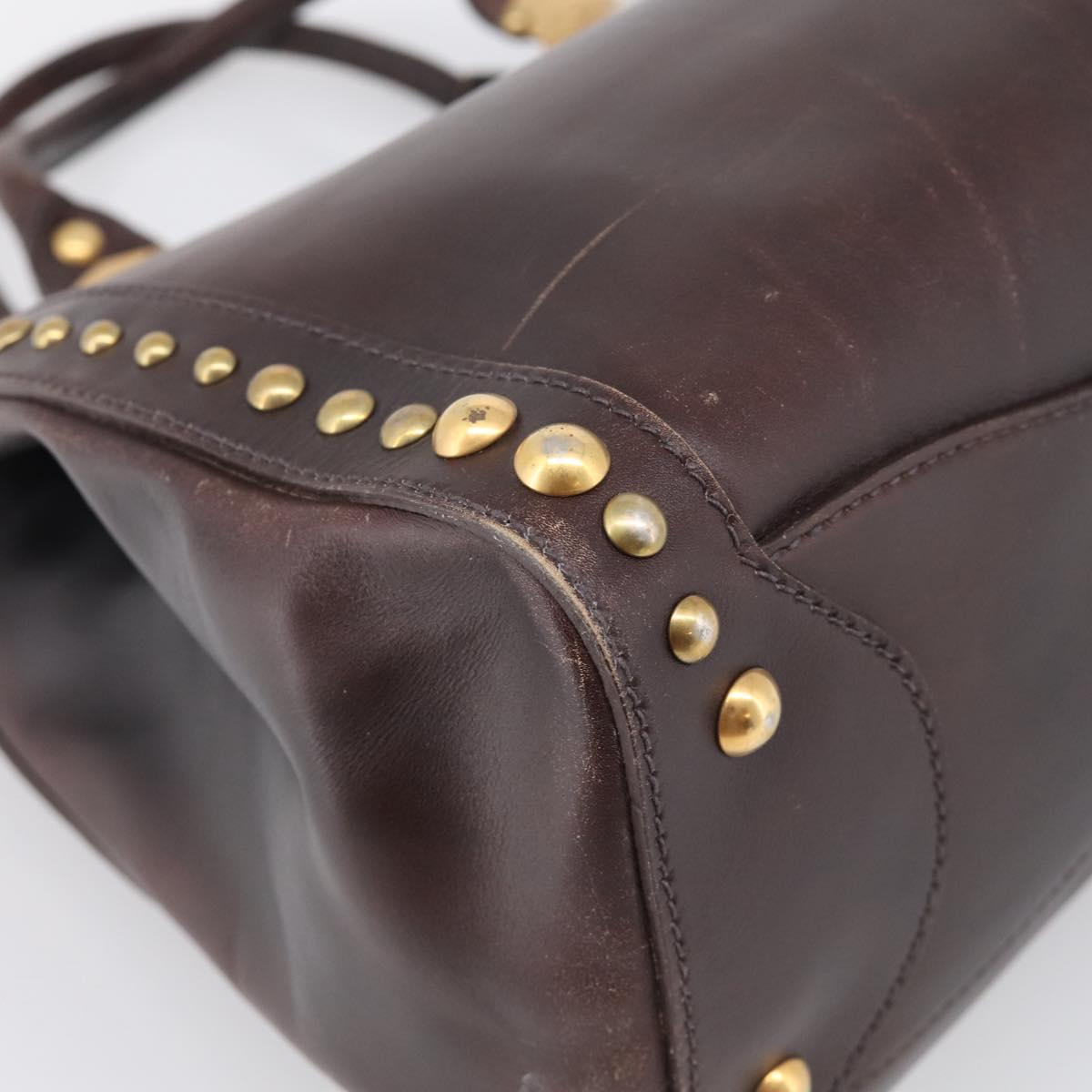 Miu Miu Hand Bag Leather Brown Gold Auth 212794A