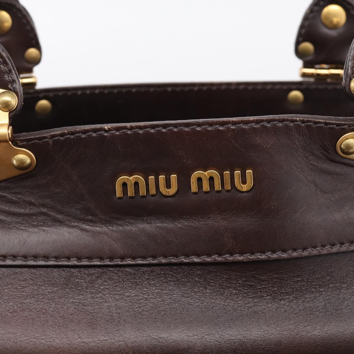 Miu Miu Hand Bag Leather Brown Gold Auth 212794A