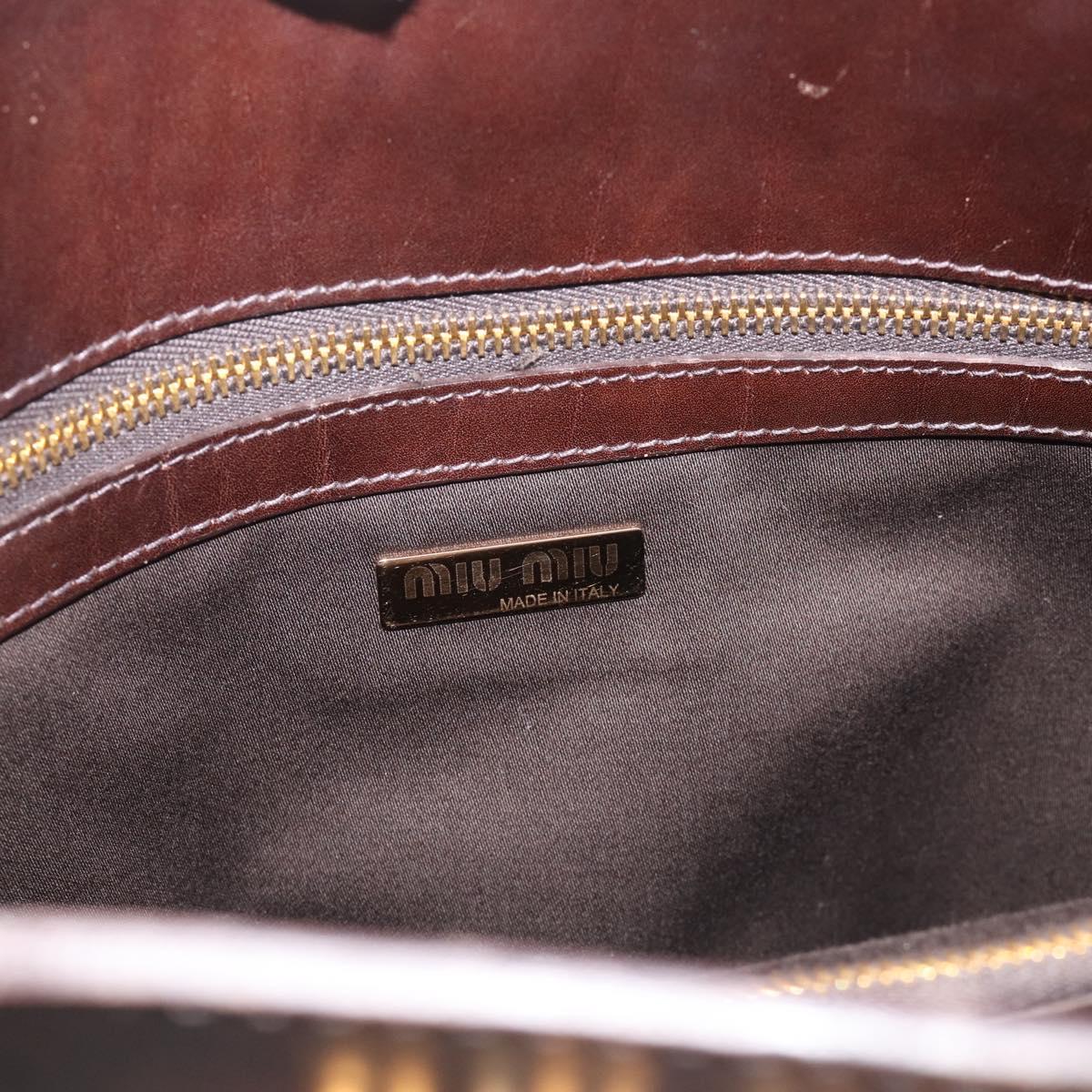 Miu Miu Hand Bag Leather Brown Gold Auth 212794A
