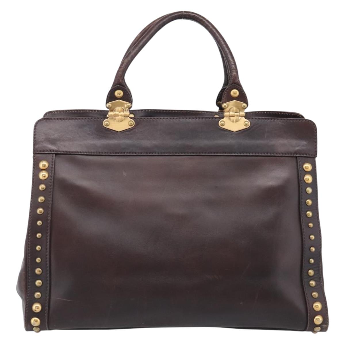 Miu Miu Hand Bag Leather Brown Gold Auth 212794A