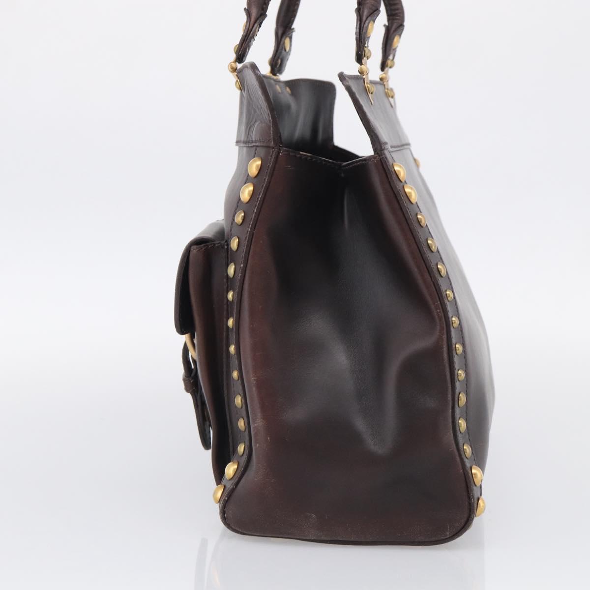 Miu Miu Hand Bag Leather Brown Gold Auth 212794A