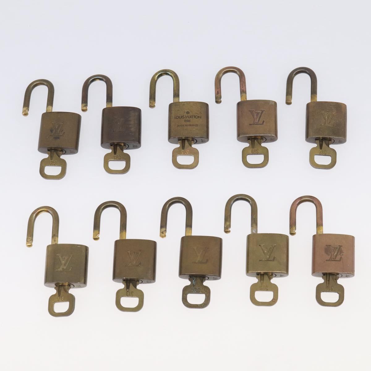LOUIS VUITTON Padlock Metal 10 Set Gold Tone LV Auth 212796