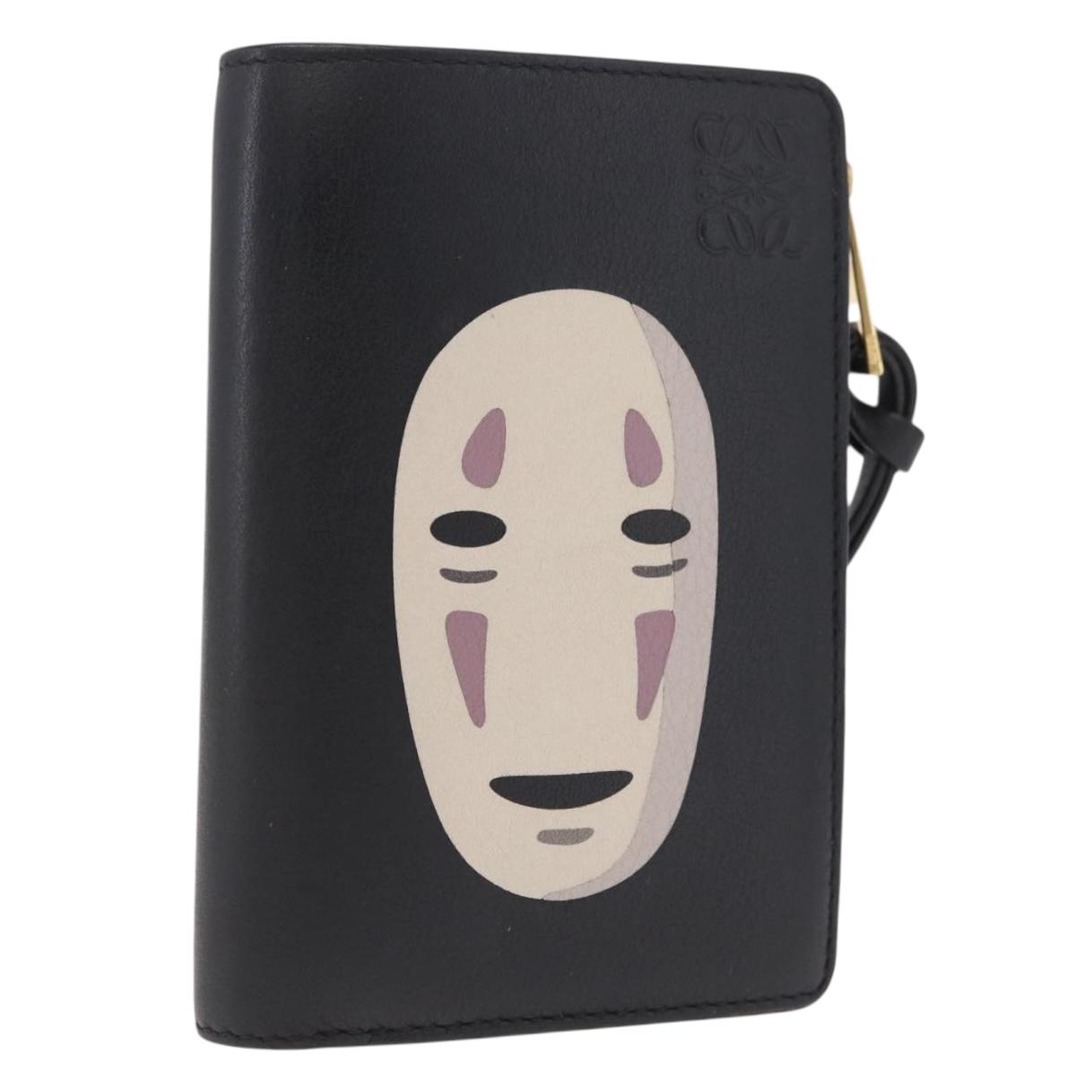 LOEWE LOEWE × Studio Ghibli No-Face Wallet Leather Black Gold Auth 212800SAM