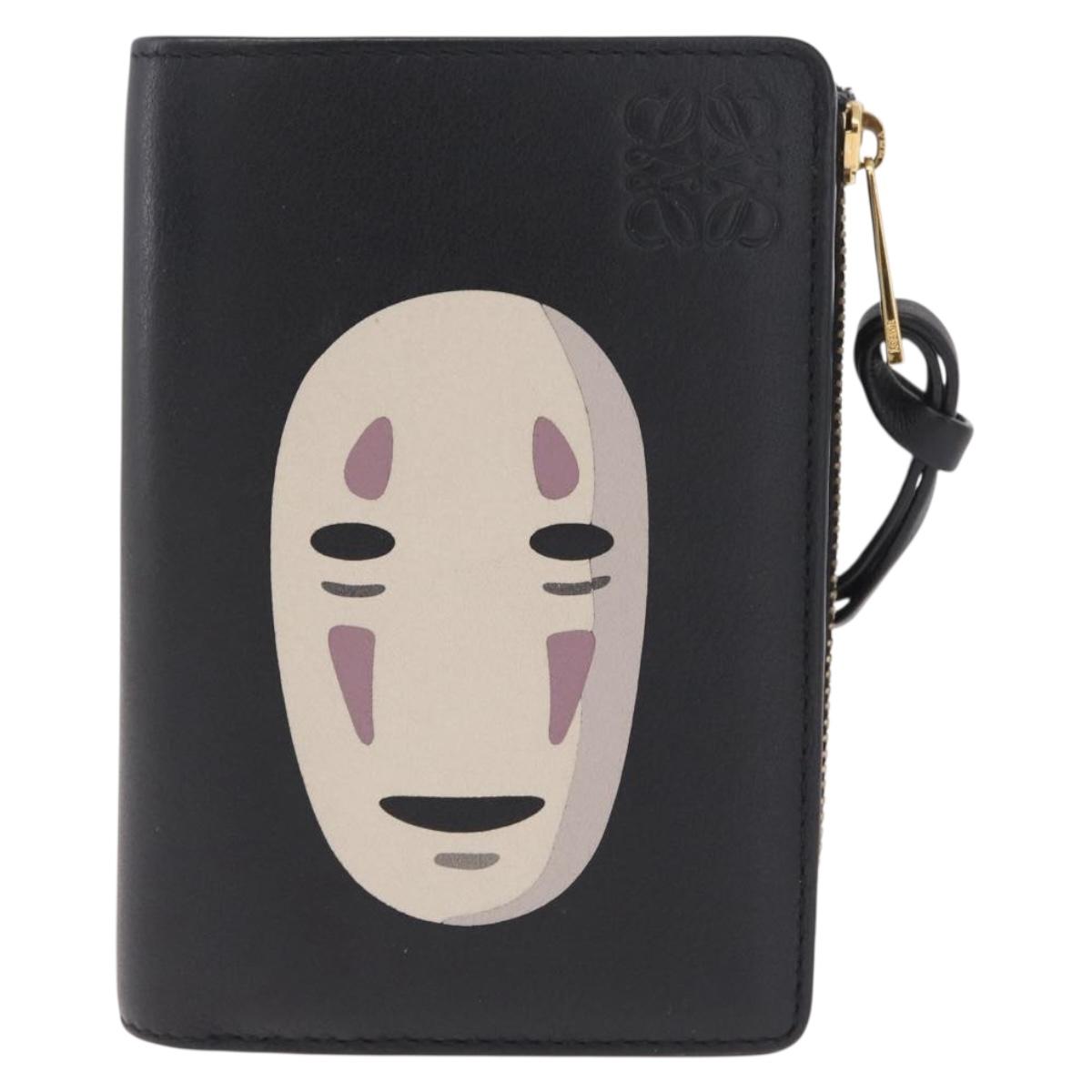 LOEWE LOEWE × Studio Ghibli No-Face Wallet Leather Black Gold Auth 212800SAM