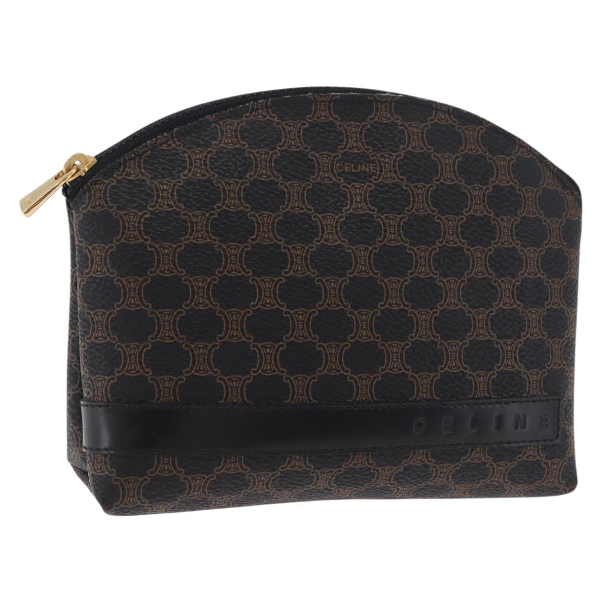 CELINE Macadam Pouch PVC Black Gold Auth 212802A