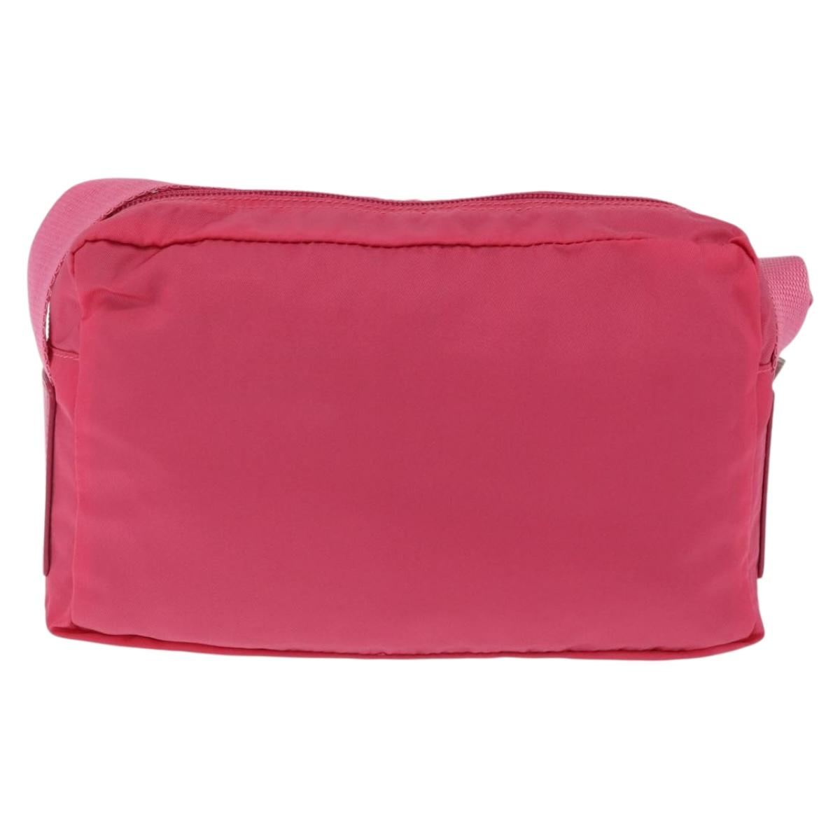 PRADA Shoulder Bag Nylon Pink Silver Auth 212914A
