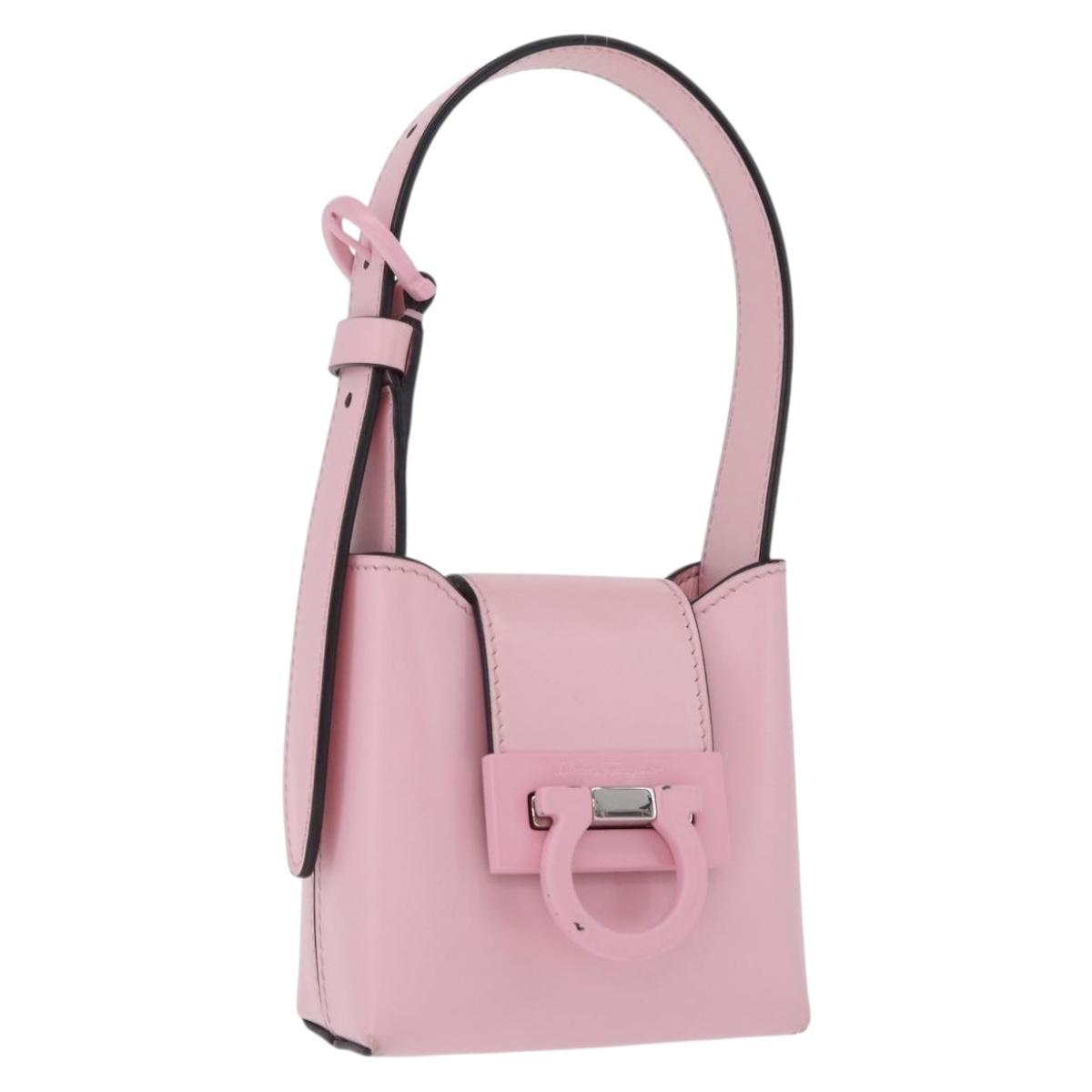 Salvatore Ferragamo Gancini Mini Hand Bag Leather Pink Auth 212917V