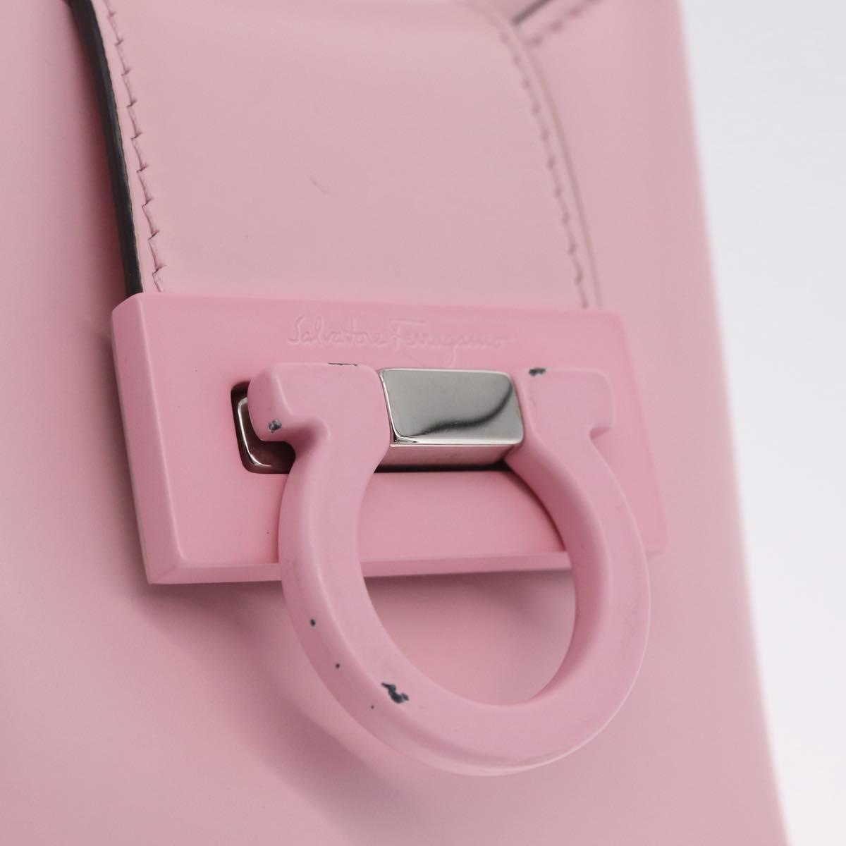 Salvatore Ferragamo Gancini Mini Hand Bag Leather Pink Auth 212917V