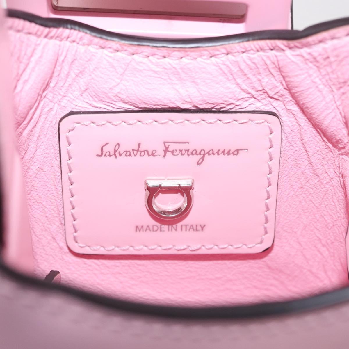 Salvatore Ferragamo Gancini Mini Hand Bag Leather Pink Auth 212917V