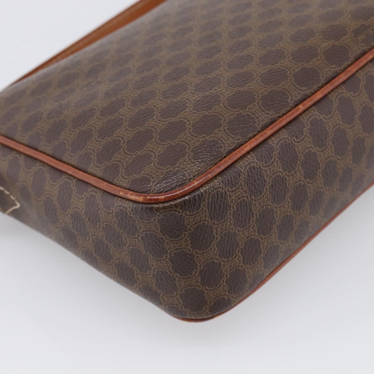 CELINE Macadam Canvas Shoulder Bag PVC Leather Brown Gold Auth 212935