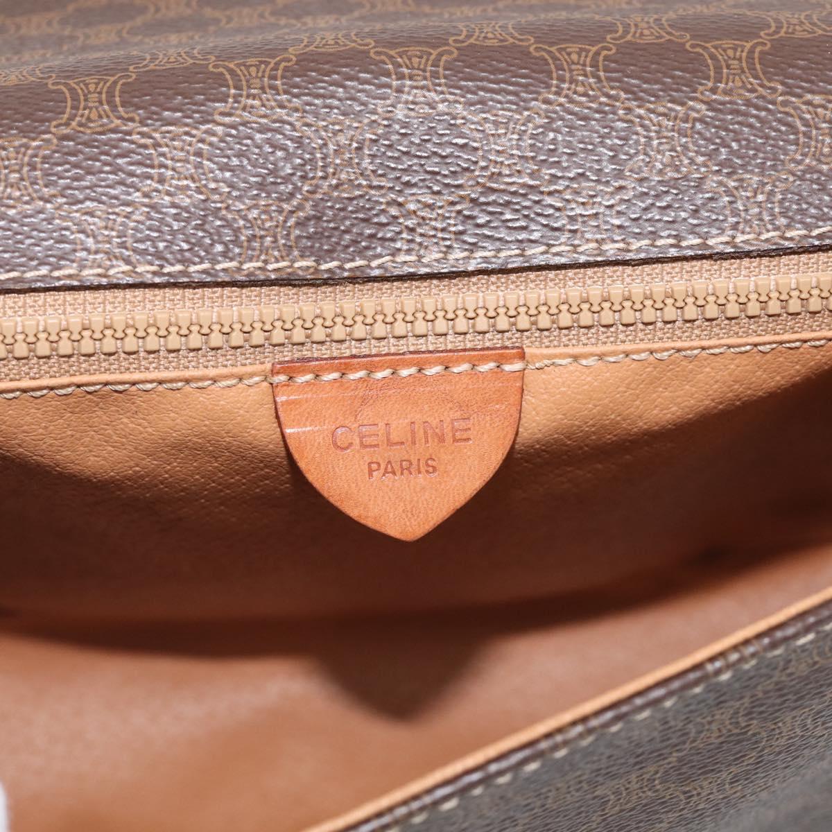CELINE Macadam Canvas Shoulder Bag PVC Leather Brown Gold Auth 212935