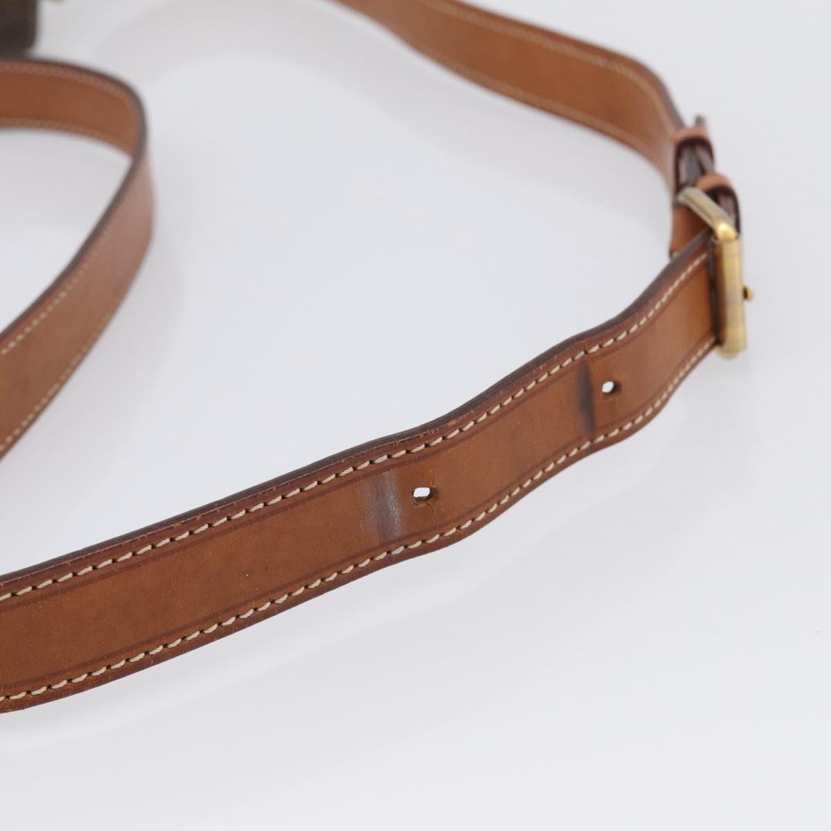 CELINE Macadam Canvas Shoulder Bag PVC Leather Brown Gold Auth 212935