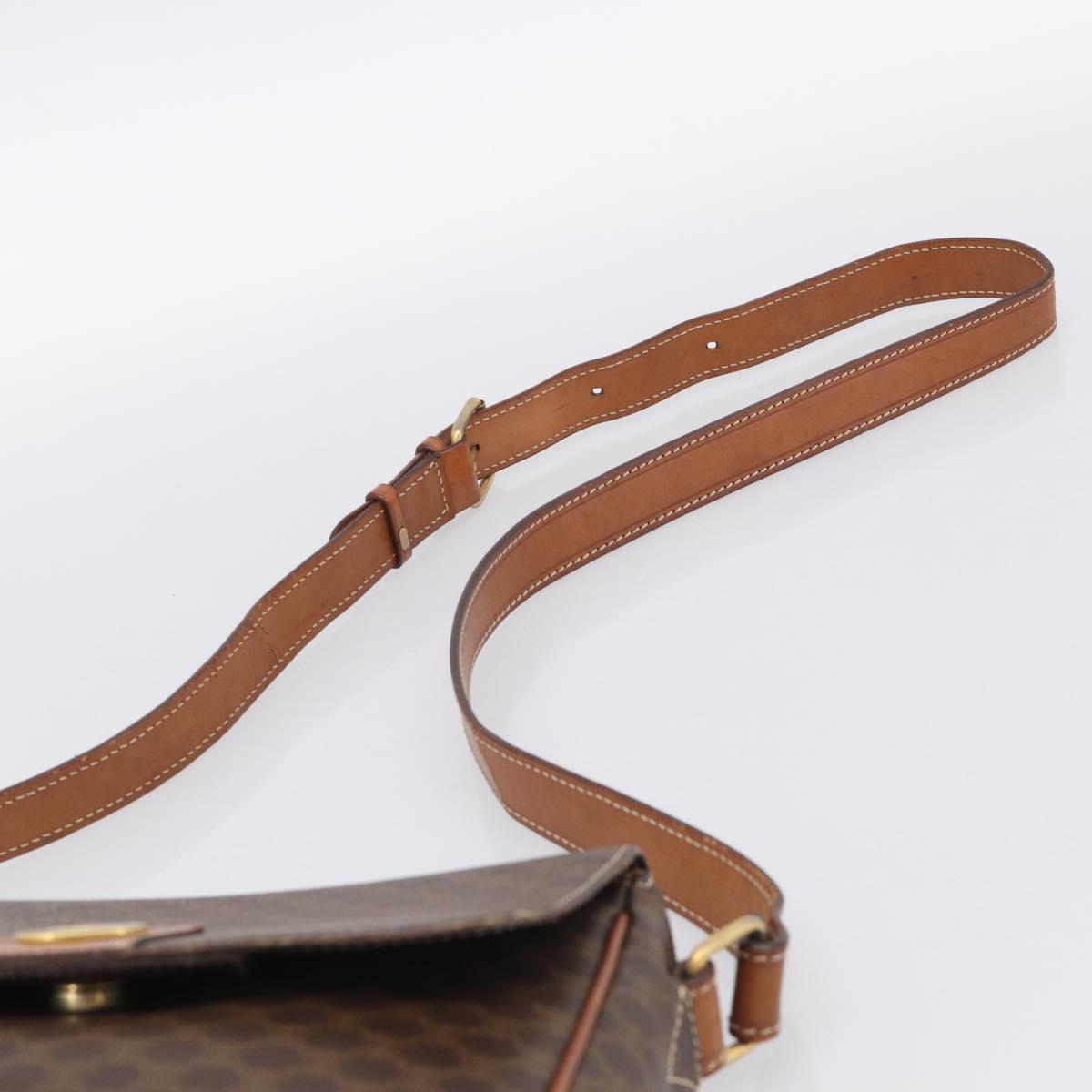 CELINE Macadam Canvas Shoulder Bag PVC Leather Brown Gold Auth 212935