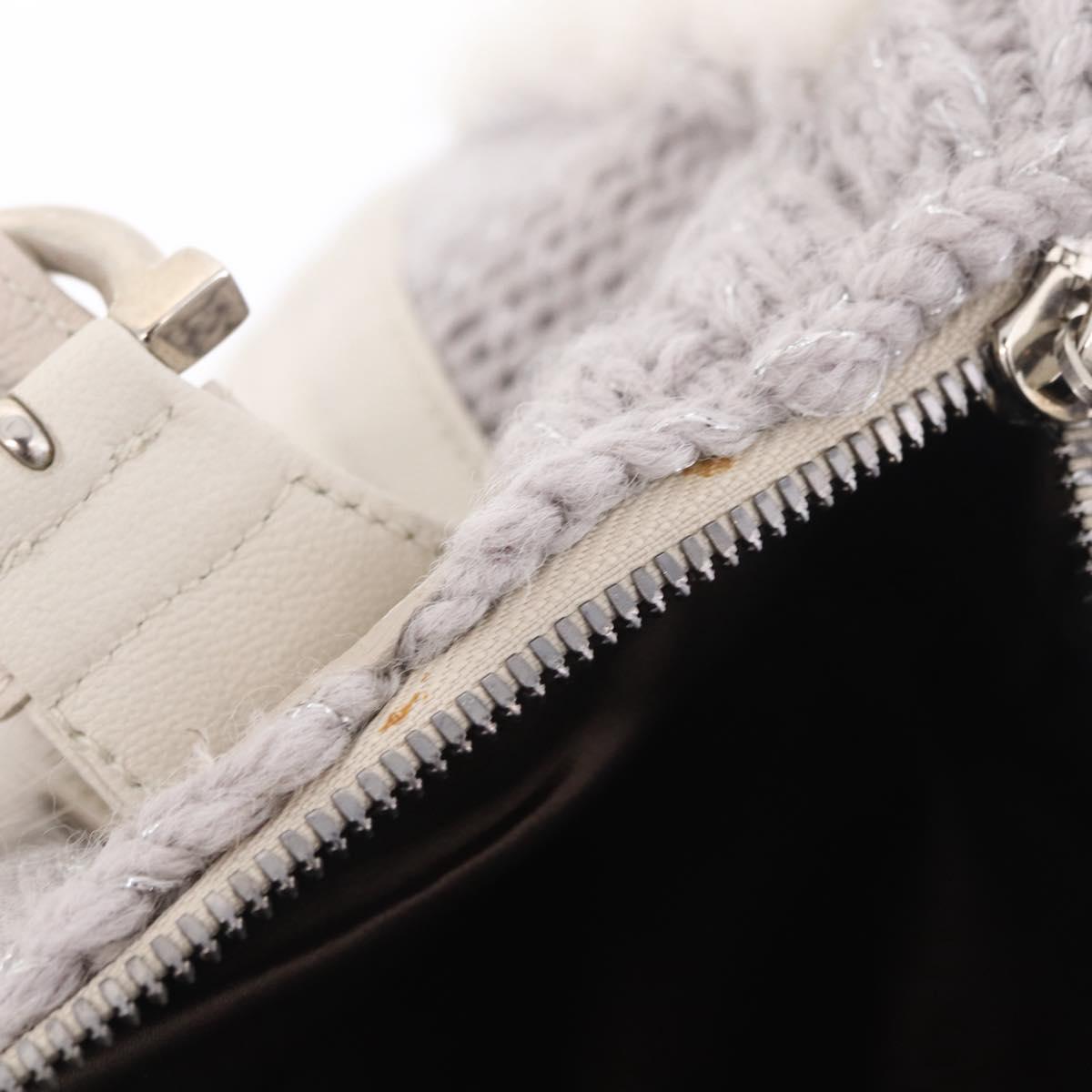 Salvatore Ferragamo Shoulder Bag Wool Knitted Fabrics Gray Silver Auth 212936V