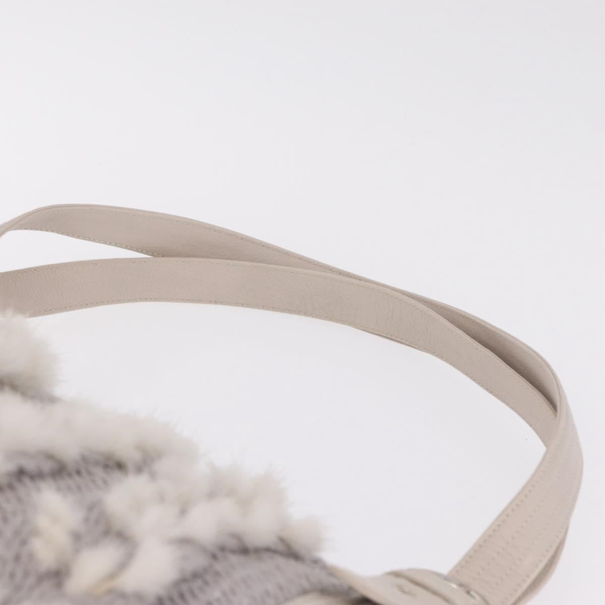 Salvatore Ferragamo Shoulder Bag Wool Knitted Fabrics Gray Silver Auth 212936V