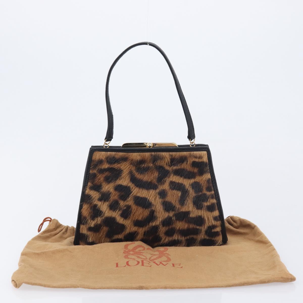 LOEWE Hand Bag Harako leather Brown Gold Auth 212938V
