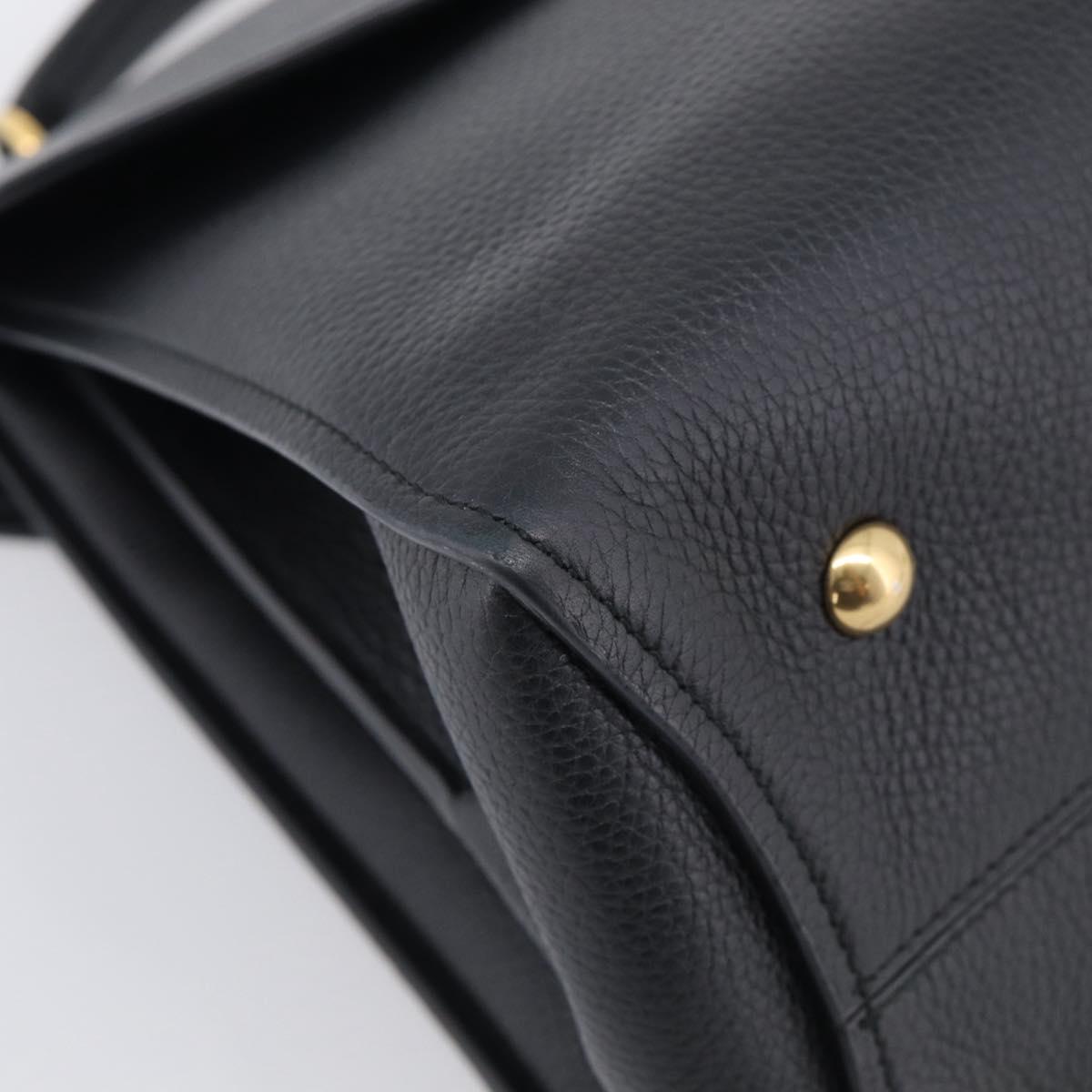 Salvatore Ferragamo Margot Hand Bag Leather 2way Black Gold Auth 212942V