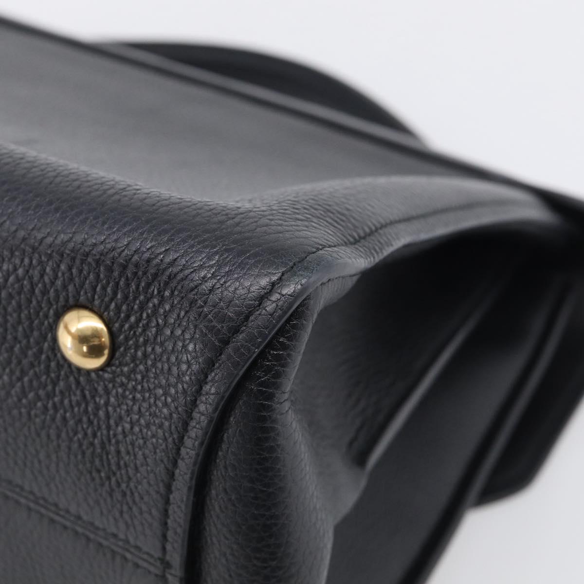 Salvatore Ferragamo Margot Hand Bag Leather 2way Black Gold Auth 212942V