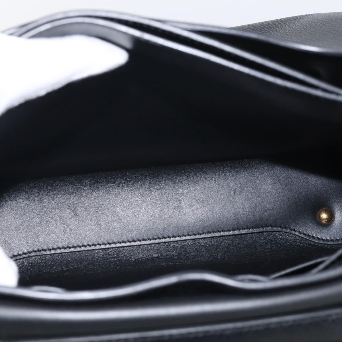 Salvatore Ferragamo Margot Hand Bag Leather 2way Black Gold Auth 212942V
