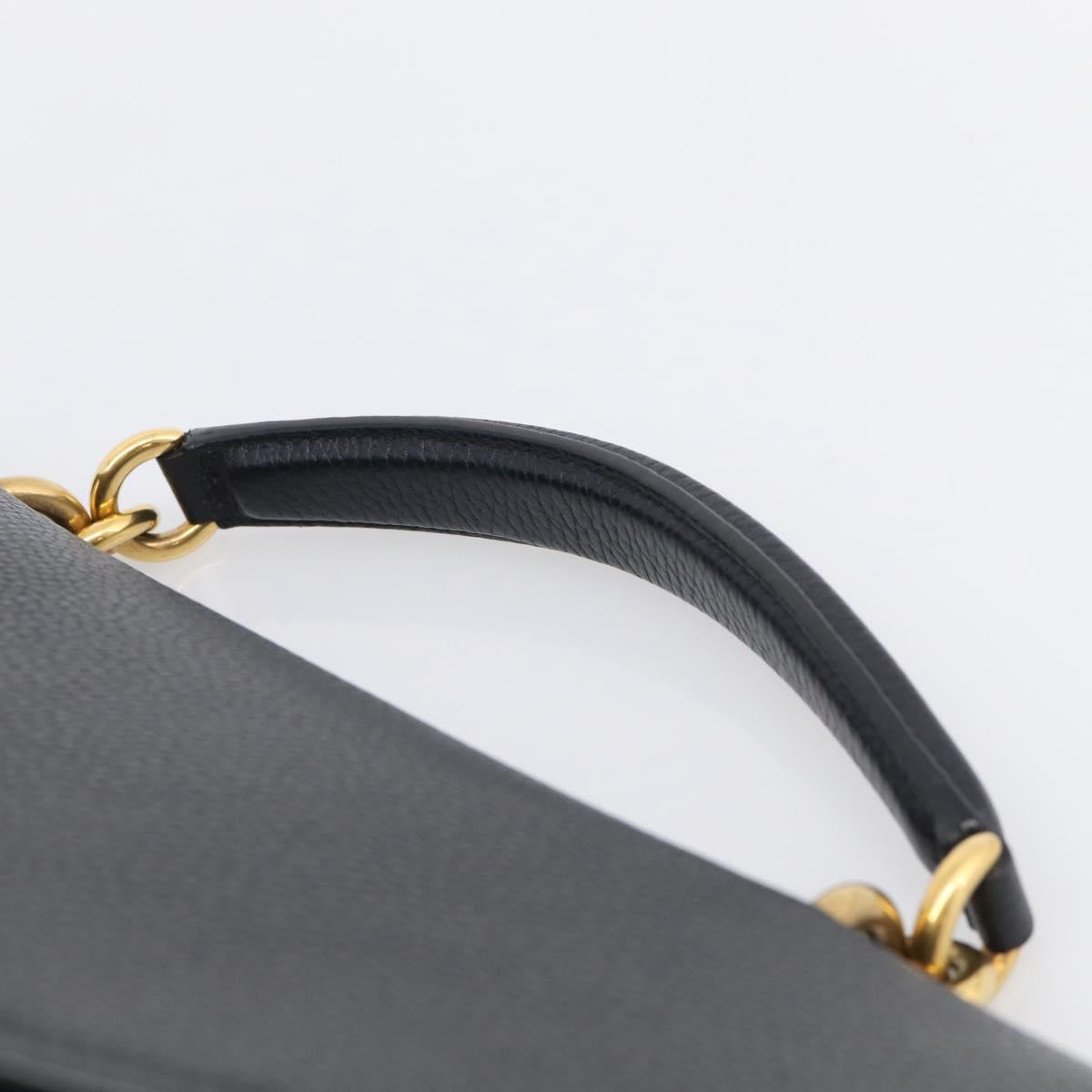 Salvatore Ferragamo Margot Hand Bag Leather 2way Black Gold Auth 212942V