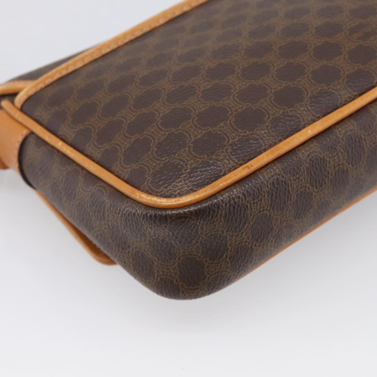 CELINE Macadam Canvas Shoulder Bag PVC Leather Brown Gold Auth 212943