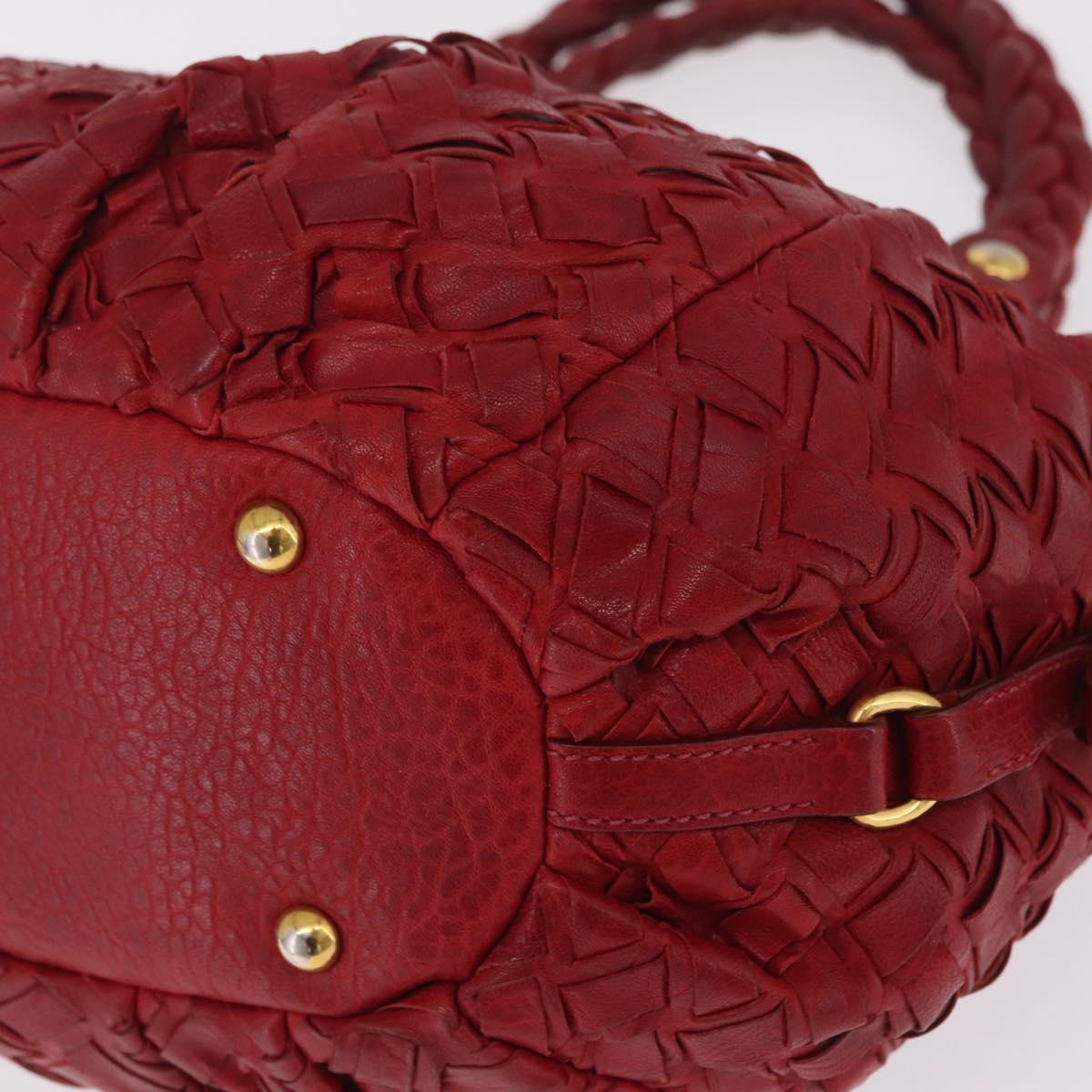 Miu Miu Hand Bag Leather Red Gold Auth 212947A