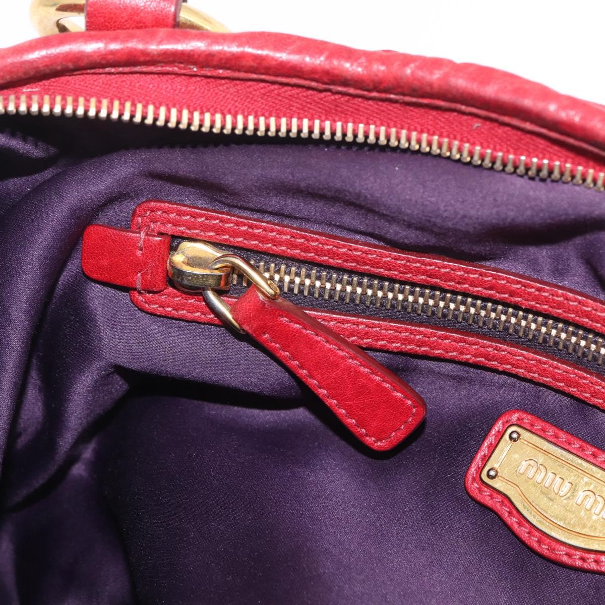 Miu Miu Hand Bag Leather Red Gold Auth 212947A