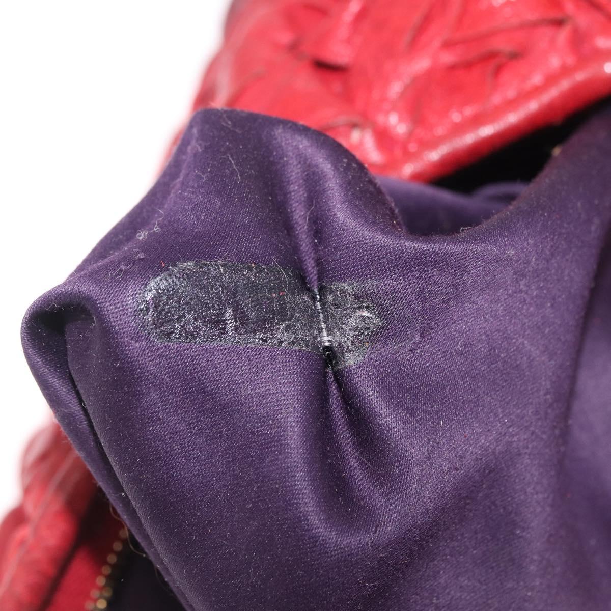 Miu Miu Hand Bag Leather Red Gold Auth 212947A
