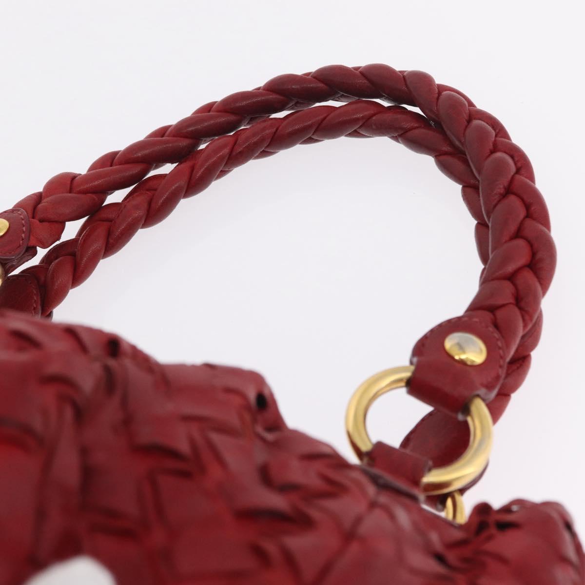 Miu Miu Hand Bag Leather Red Gold Auth 212947A
