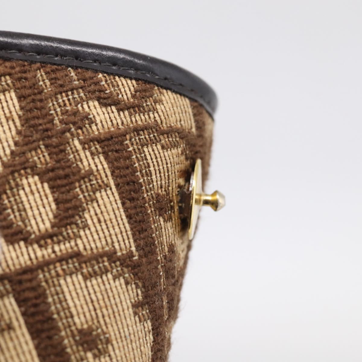Christian Dior Trotter Canvas Chain Shoulder Bag Brown Gold Auth 212948