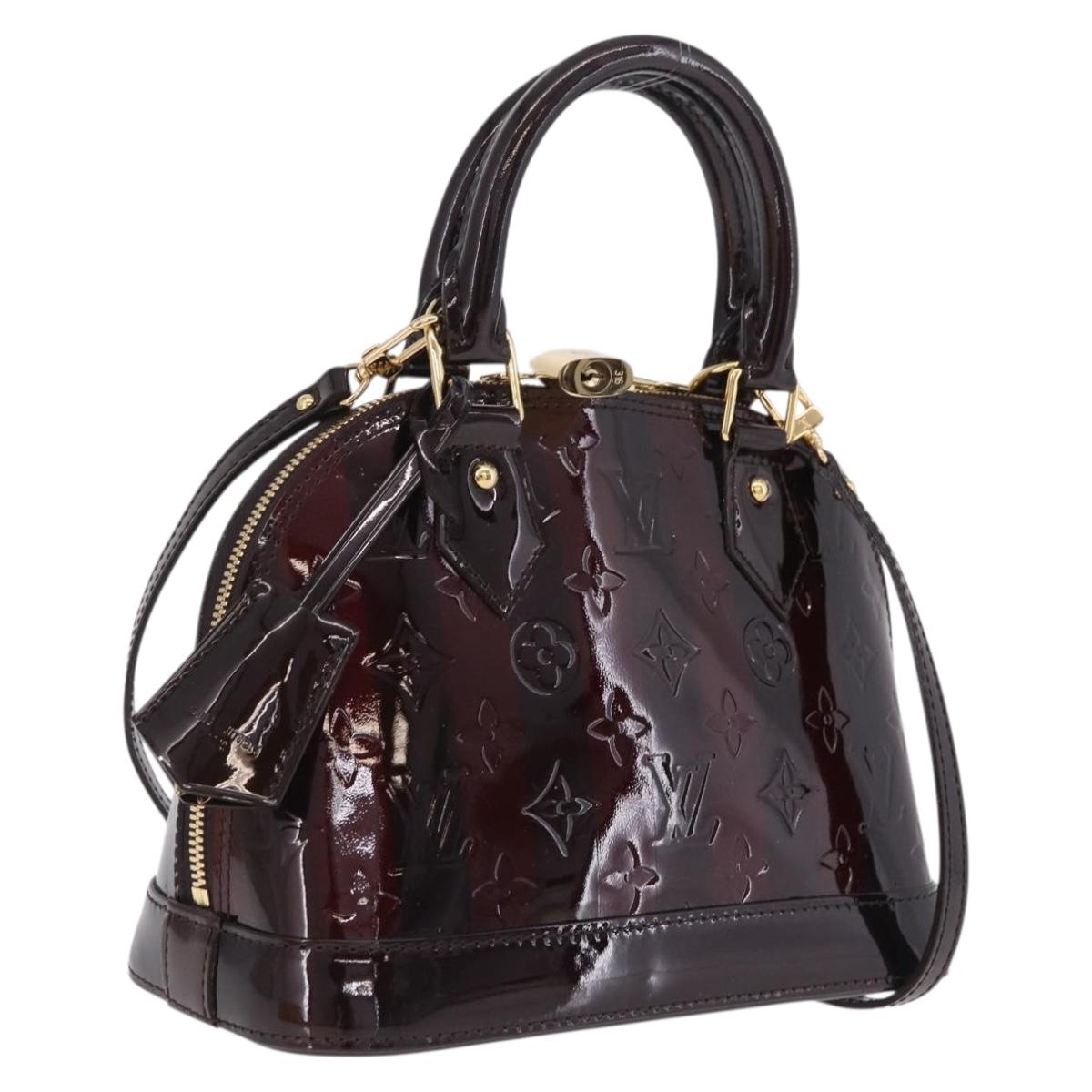 LOUIS VUITTON Monogram Vernis Rayure Alma BB Bag Amarante M91700 LV Auth 212966V