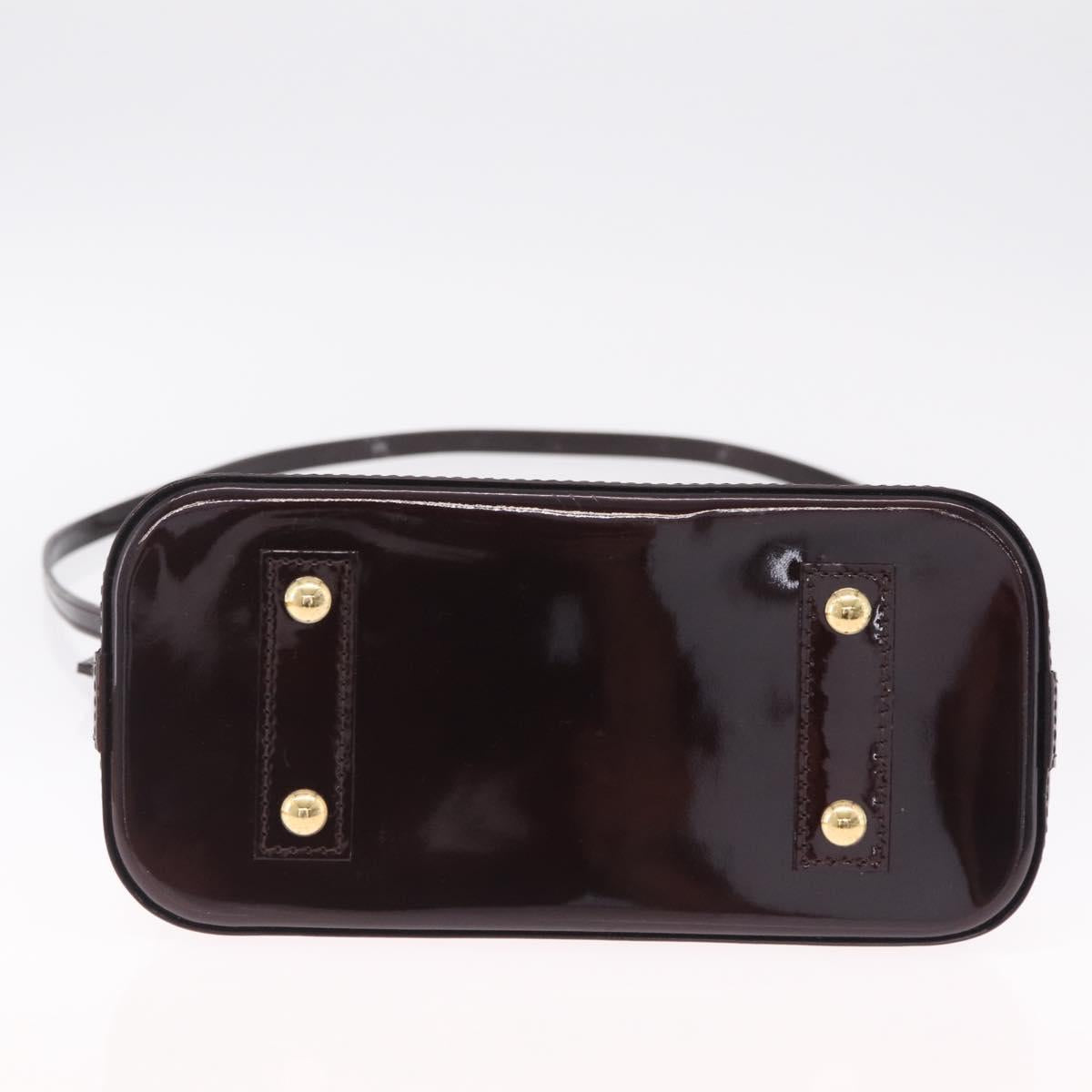LOUIS VUITTON Monogram Vernis Rayure Alma BB Bag Amarante M91700 LV Auth 212966V