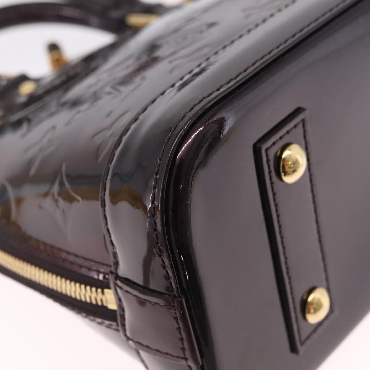 LOUIS VUITTON Monogram Vernis Rayure Alma BB Bag Amarante M91700 LV Auth 212966V