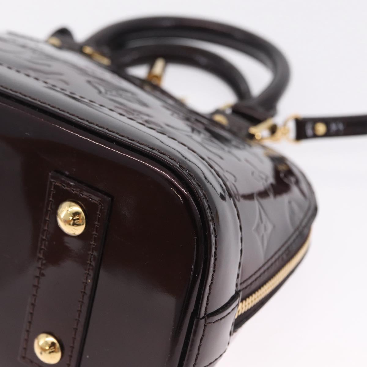 LOUIS VUITTON Monogram Vernis Rayure Alma BB Bag Amarante M91700 LV Auth 212966V