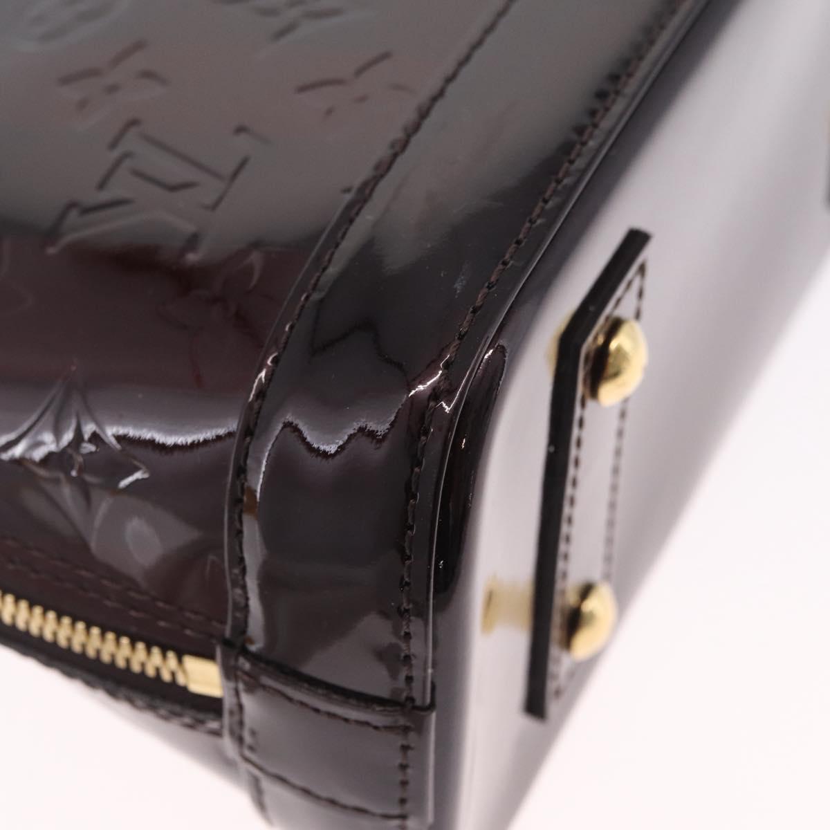 LOUIS VUITTON Monogram Vernis Rayure Alma BB Bag Amarante M91700 LV Auth 212966V