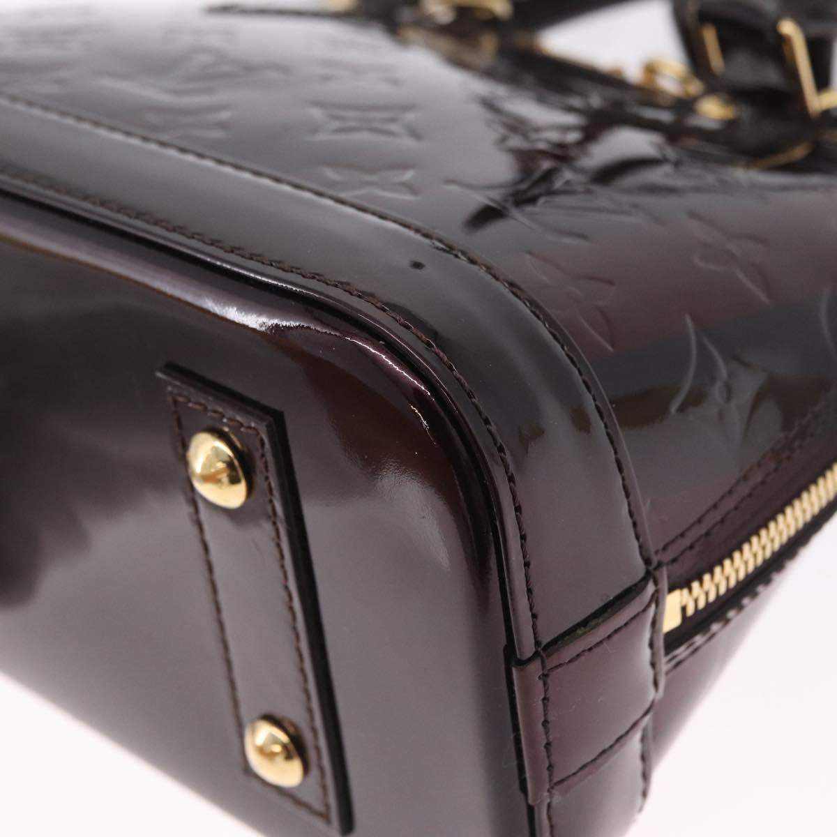 LOUIS VUITTON Monogram Vernis Rayure Alma BB Bag Amarante M91700 LV Auth 212966V